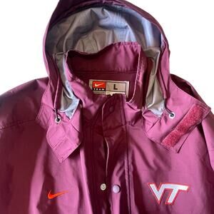 Nike Team Virginia Tech VT Hokies Jacket Lightweight Rain Coat L Hooded Maroon